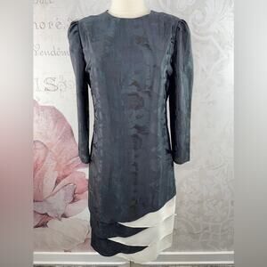 Simon Sez Vintage Black and White Floral Unique Dress Size 13/14